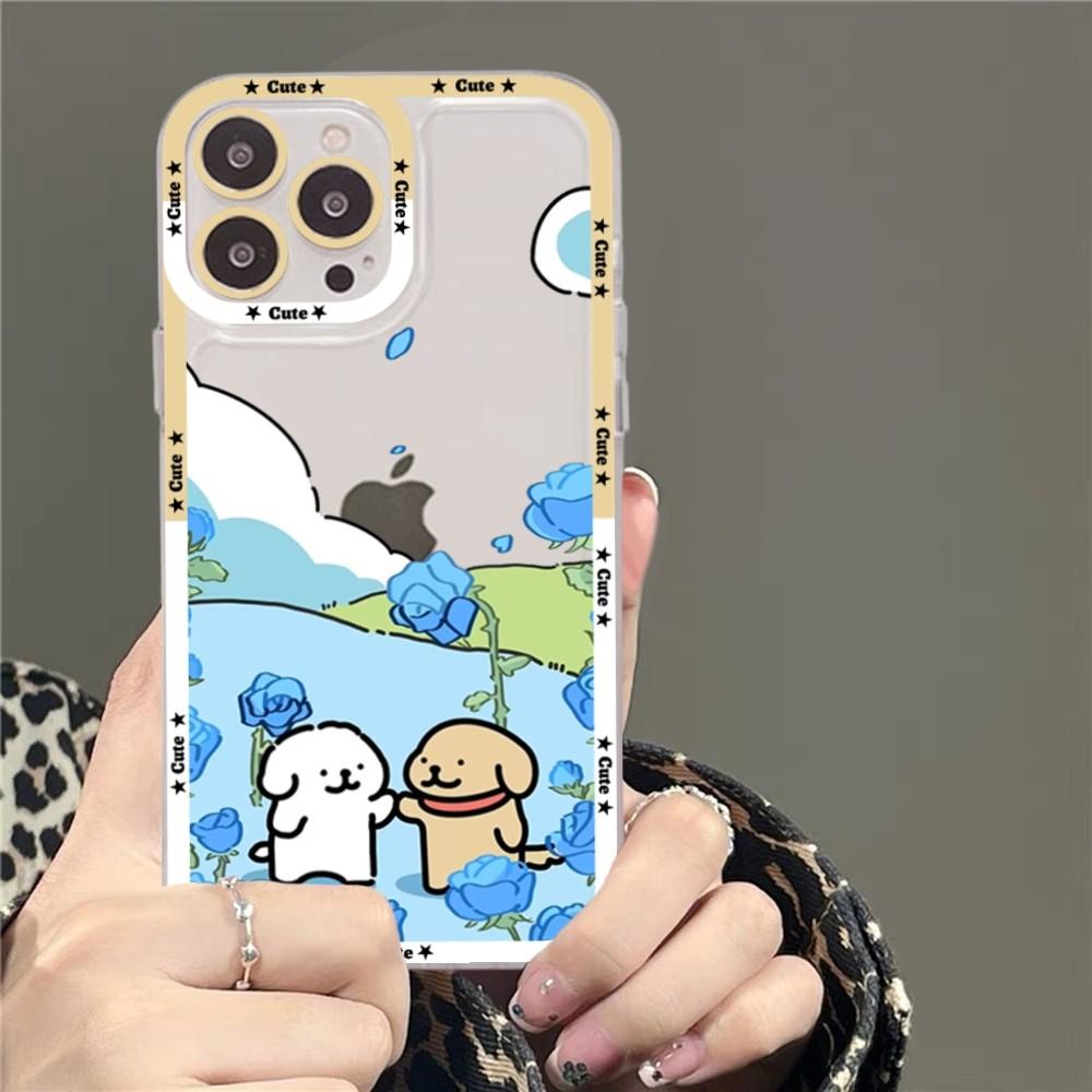 Cartoon Line Dog Phone Case For iPhone 14 13 12 11 Pro Max XS X XR SE 2020 6 7 8 Plus Mini Protective Cover