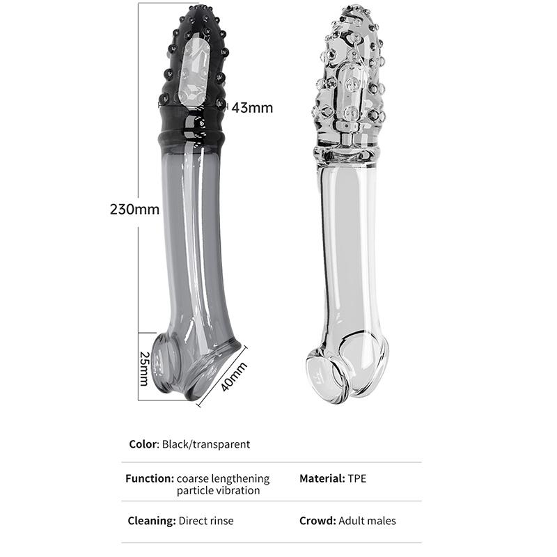 Penis Extension Sleeve Vibrator Extender 8cm Reusable Condoms Soft Delay Ejaculation Dick Sleeve Adult Sex Toys For Men Women