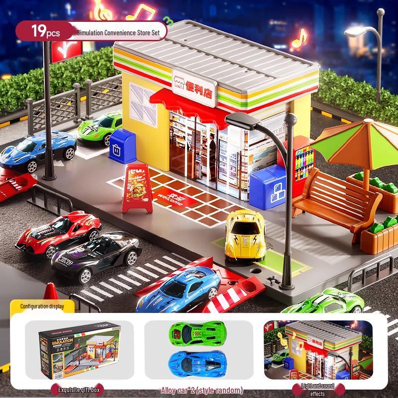 Kids' Pretend Play Gas Station & Convenience Store Toy Set, Ages 3-6, Children's Day Gift