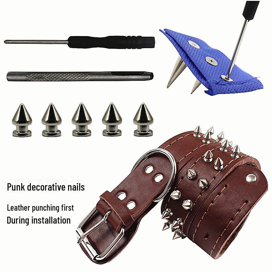 Set di Decorazioni per Giacca Punk Nera in Pelle con Borchie e Collare - 270 PZ