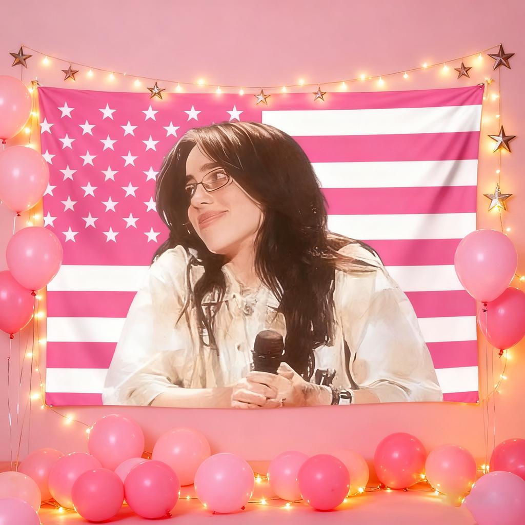 1pc Billie Poster Tapestry Pink Flag Style Wall Hanging Ideal for Living RoomBedroom Decor Fan Gift