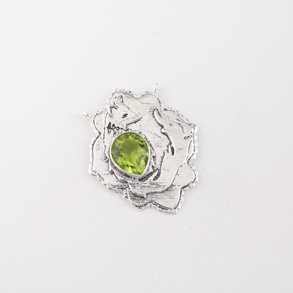Natural Peridot Gemstone 925 Sterling Silver Jewelry Pendant 1.29" Gift For Her CP-32-4