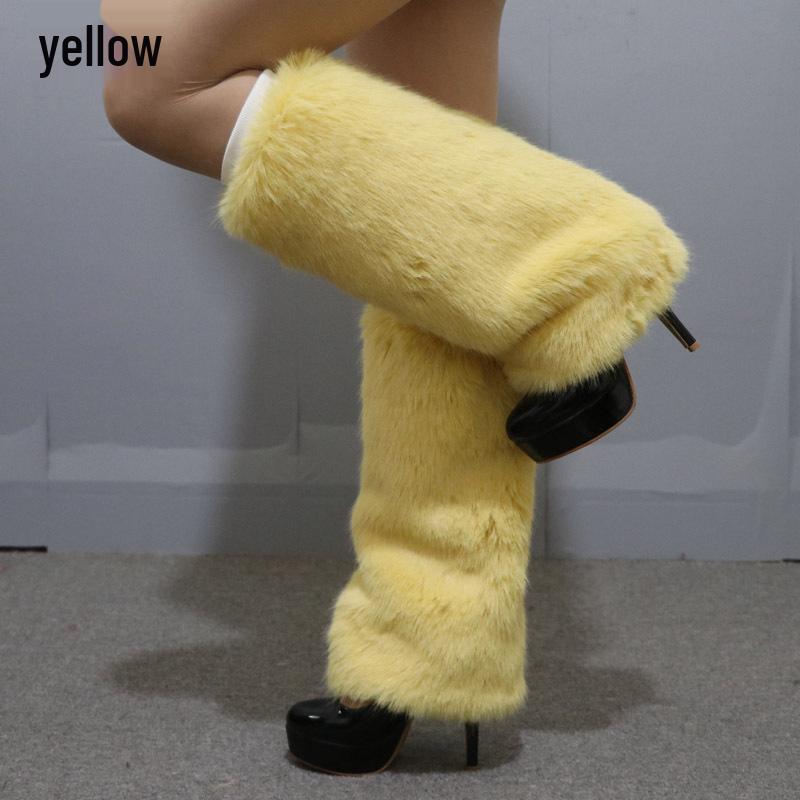 Leopard Print Faux Fur Plush Leg Warmers: Long & Short Styles for Autumn/Winter, Ideal for Stage Performances and Boot Covers.