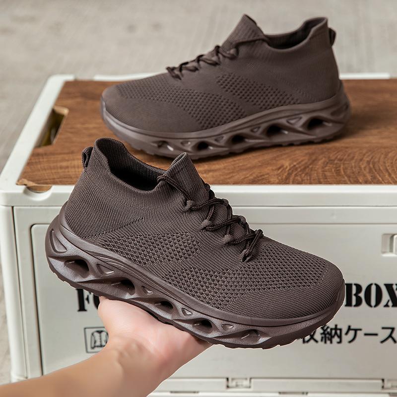 Men's Casual Running Shoes Thick Bottom Breathable Mesh Upgraded Version Lightweight Fashionable Shock Absorption Summer Sneaker