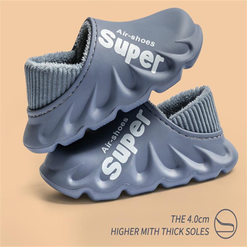 Fashion Litfun Winter Warm Cotton Slippers Indoor And Outdoor Waterproof Walking Shoes Fluffy Non-Slip Sandals For Women Men Slippers