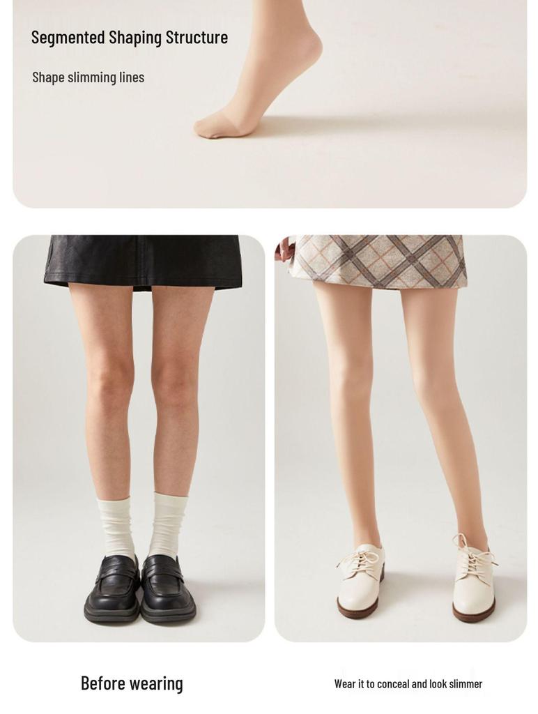 Double-Layer Fleece-Lined Black Stockings: Sheer Nude Button-Style Leggings for Autumn/Winter Women