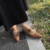 Johnature Retro Mary Jane Pointed Toe Women's Shoes Versatile Genuine Leather Soft Soled Flat Shoes