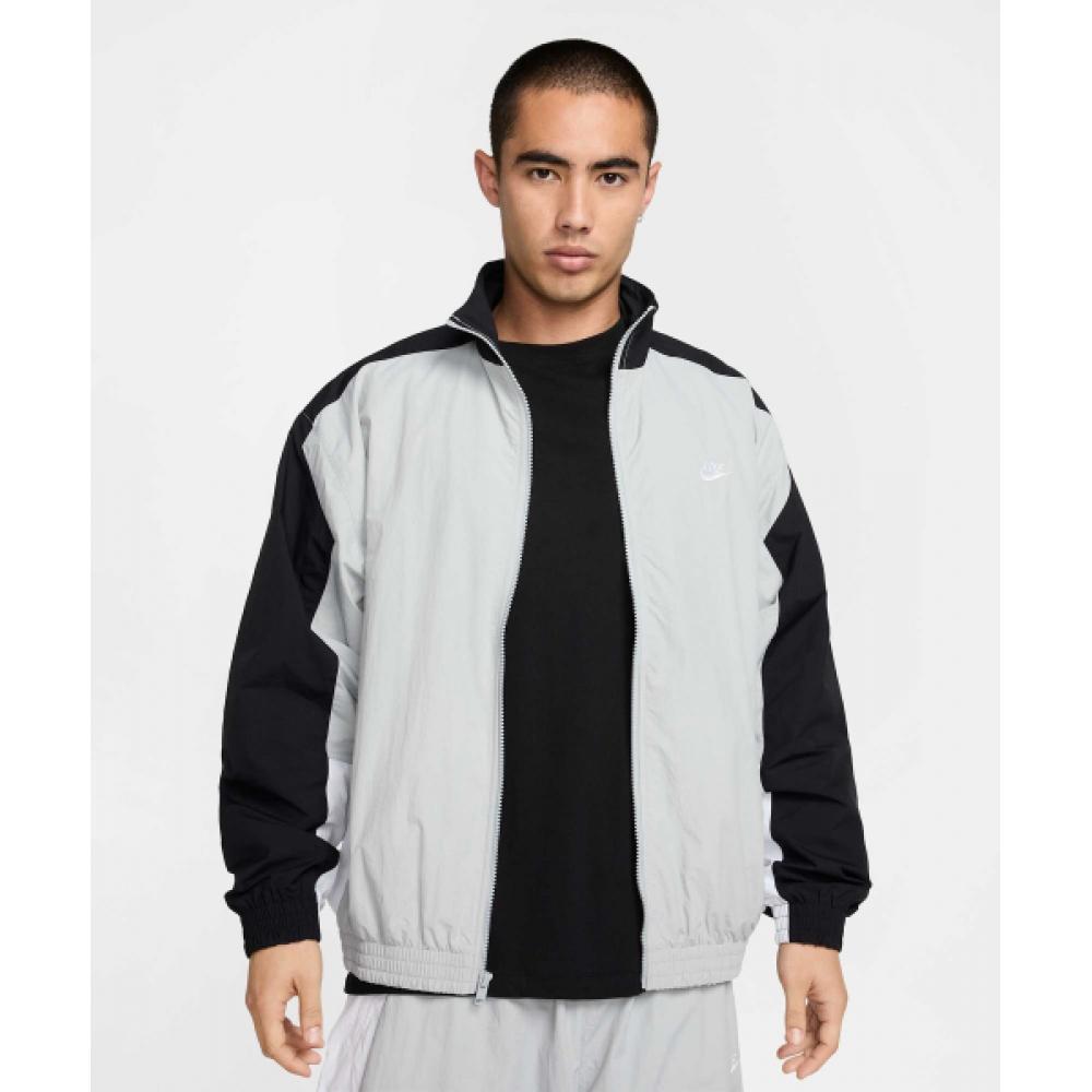 

Nike Club Oversized Woven Track Jacket M Light sMoke Gray Black White Hq6110 077 S
