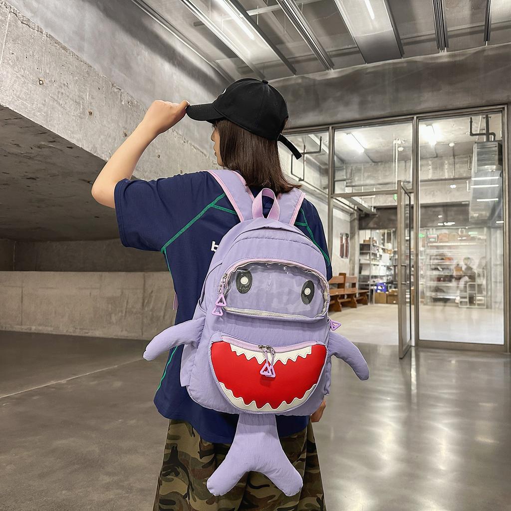 Schultasche Koreanische Version von Kindern niedlich hässlich niedlich Hai Schultertasche Mittelschulmädchen Reise schräg über den Körpertasche kleiner Junge draußen trendig
