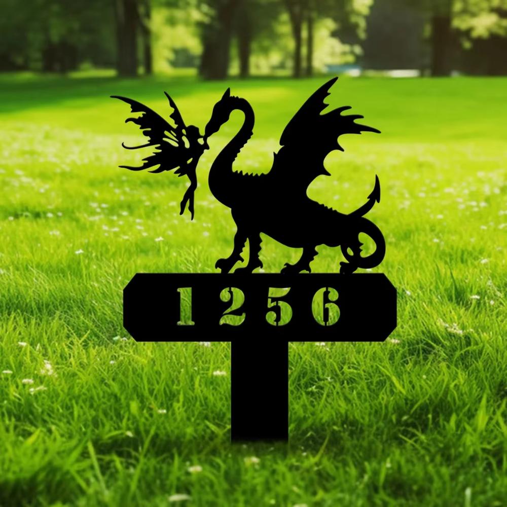Metal Dragon Garden Stake Fairy Yard Art Outdoor Decor