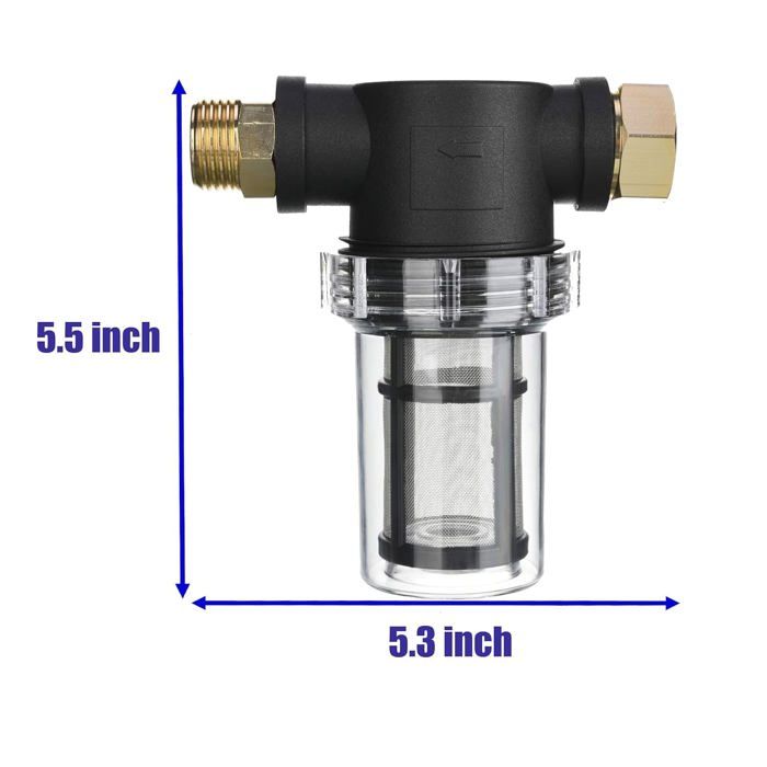 Filtre en ligne 40 mailles pour nettoyeur haute pression - kit tuyau d'arrosage (filetage 1,9 cm, 80 psi)