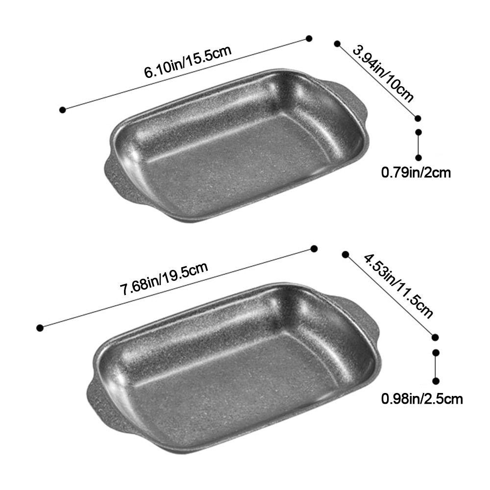 New Stainless Steel Steak Tray Double Ear Design Vintage Barbecue Plate Vegetable Snack Plate Home Kitchen