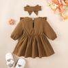 Christmas 5 Color Dresses Long Sleeved Princess Dress with Bow+Headband for Baby Girls 1-18 Months New Year Holiday Costume