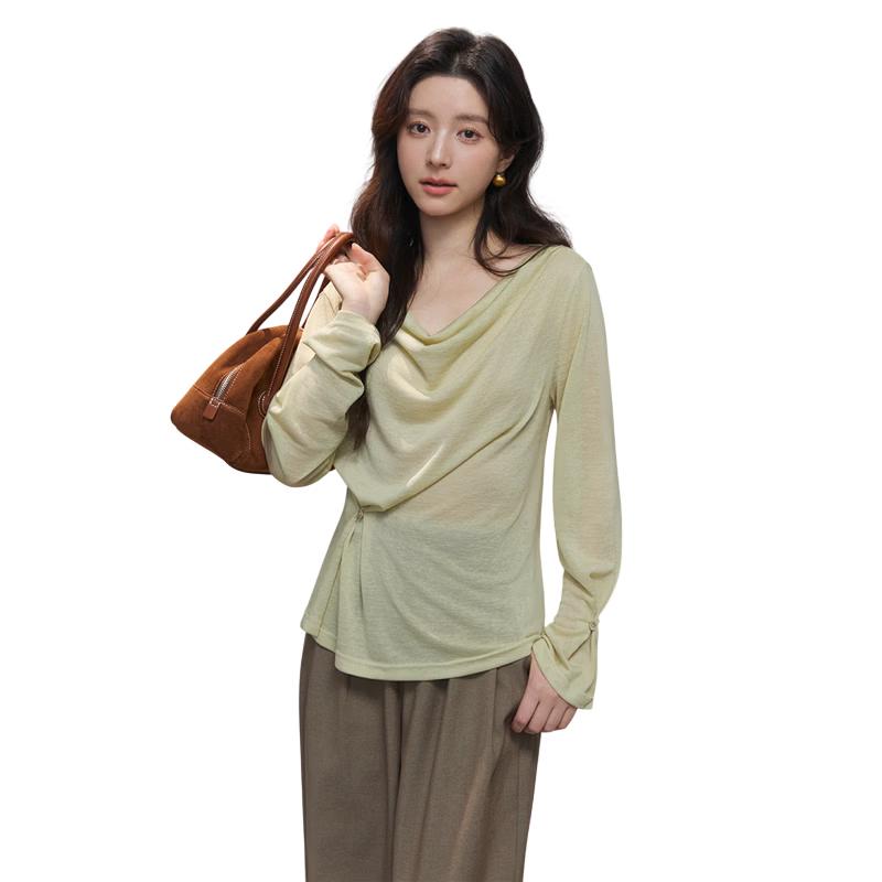 

Women s Cowl Neck Tencel Knit Slim-Fit Top S