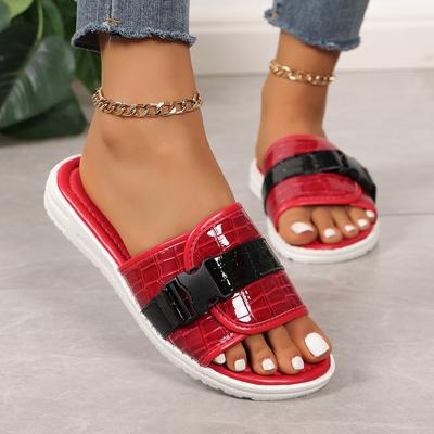 Moda 2024 Nuevas Chanclas de Fondo Plano de Verano para Mujer Chanclas Casuales de Playa de Color Sólido Grande Zapatos de Punta Abierta para Mujer Zapatillas Mujer