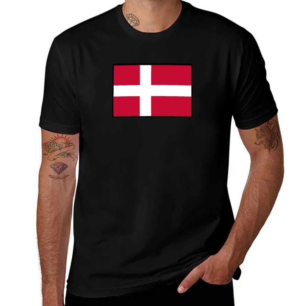 Simple Danish Flag Tshirt Soft Stretch Short Sleeve Top