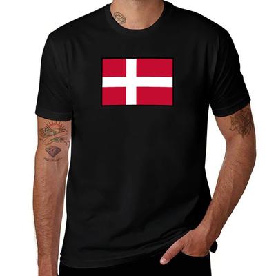 Simple Danish Flag Tshirt Soft Stretch Short Sleeve Top