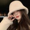 Imitation Mink Mink Hair Bucket Hat Female Autumn and Winter Warm White Plush Bucket Hat Female Winter Washbasin Hat