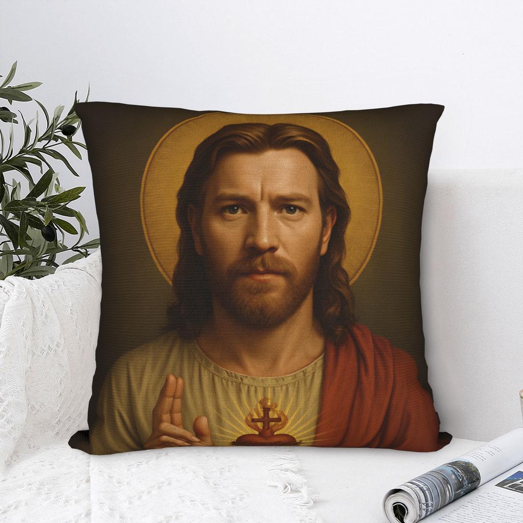 Ewan McGregor jako Ježíš Veselé Velikonoce Povlak na polštář Měkký povlak na polštář Potah na polštář Retro Trendy povlaky na polštář do obývacího pokoje Židle