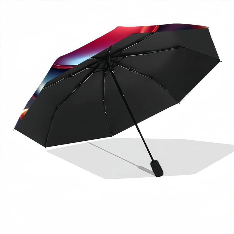 1pc Heart Splash Decor Automatic Folding Umbrella - Portable Collapsible Design, 8-Rib Iron Frame, Durable Fabric Yy251125057