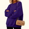 Women's Fashion Long Sleeve Solid Color Round Neck Loose Pullover Sweater Top