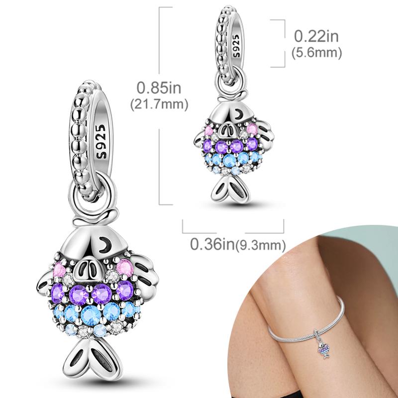 New Silver Plated Charms Beads Turtle Starfish Shell Sea Blue Summer Beads Fit Original Charms DIY Woman Jewelry Gift