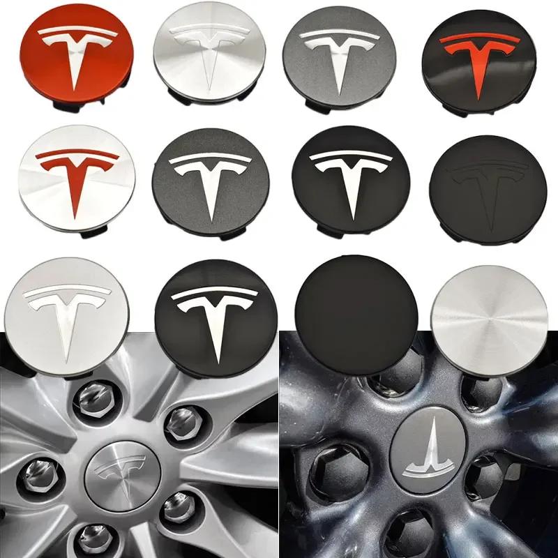 Autoaufkleber 2025 Heiß 4 Stück 56 mm ABS Tesla Radnabenkappe Emblem Logo Auto Felgenabdeckung Radkappe Für Tesla Model 3 Y X S Original
