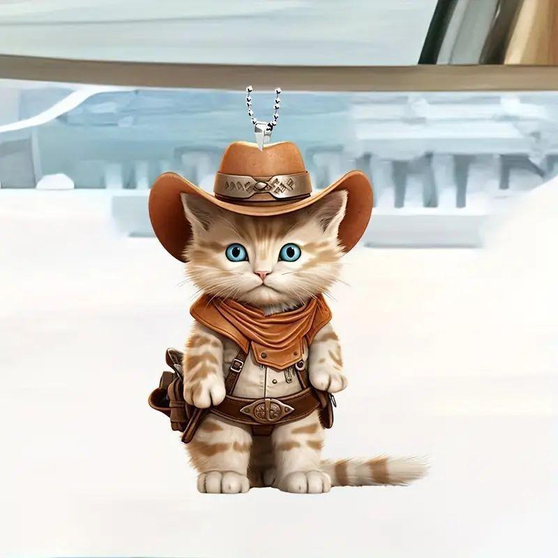 Cute Cartoon Acrylic Cat Pendant For Car Interior Decoration Stylish Accessories