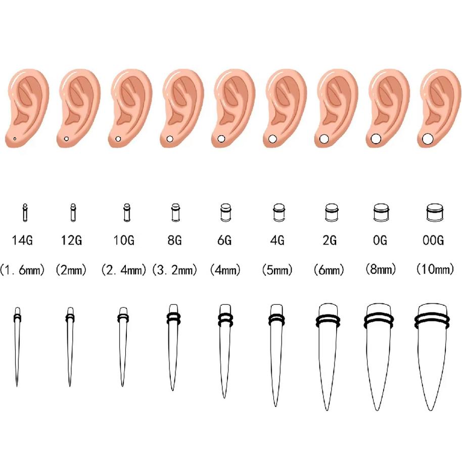 Kit de 36 buc. pentru întinderea urechilor 14G-00G Conuri din oțel chirurgical Set de tuneluri și dilatatoare pentru corp din oțel inoxidabil Nuntă pentru femei Bărbați