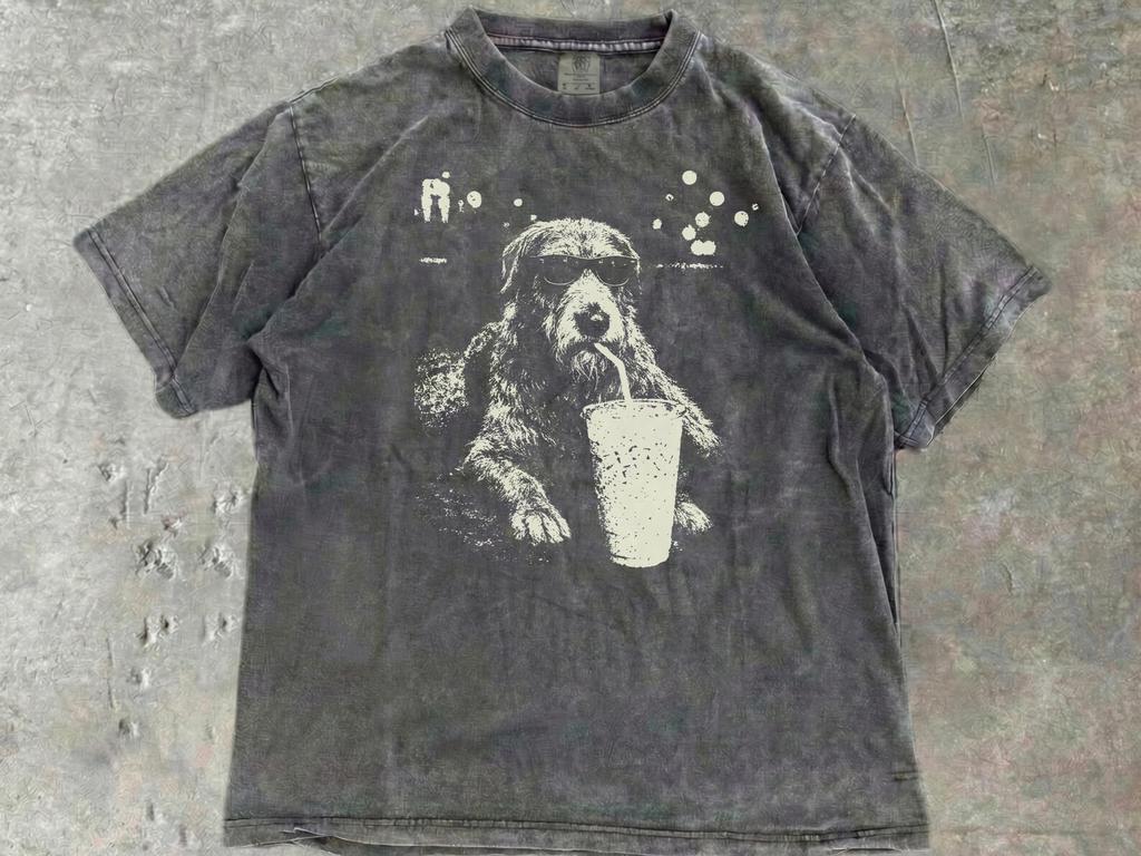 Irish Wolfhound Iced Coffee T-Shirt - Vintage Wolfhound Mom Dad Gift Tee - Irish Wolfhound Owner T - Wolfhound Lover - Dog Mom Chill Summer