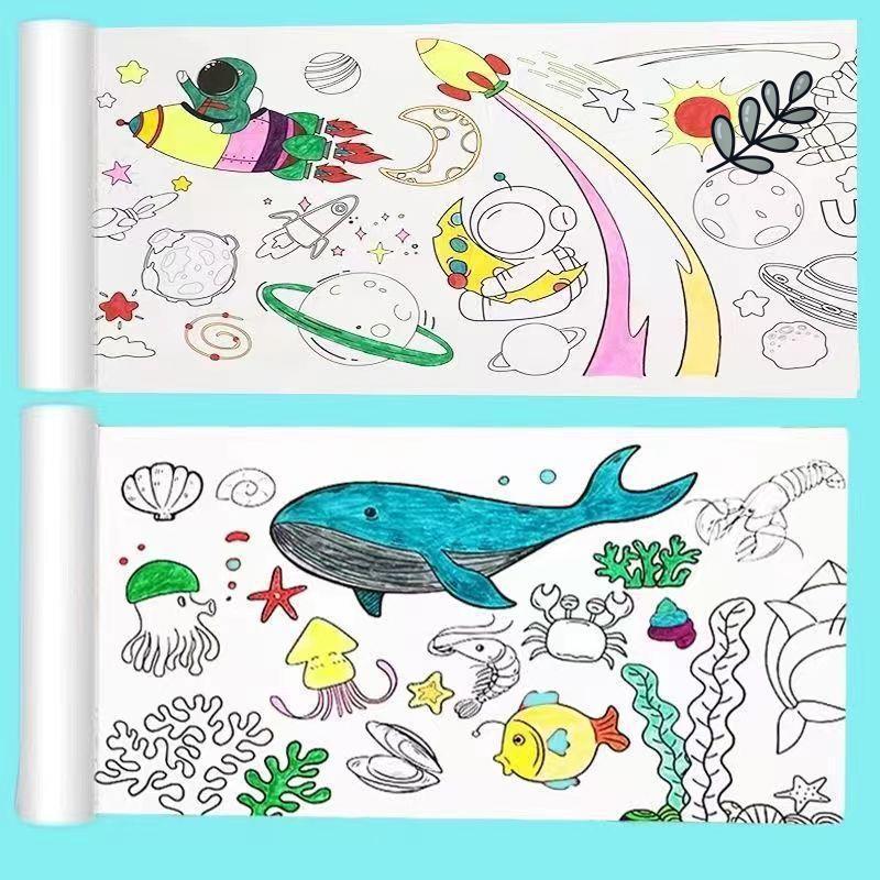 Раскраска и раскрашивание «Принцессы» 10-метровый рулон: Сверхдлинная напольная бумага для граффити для детей