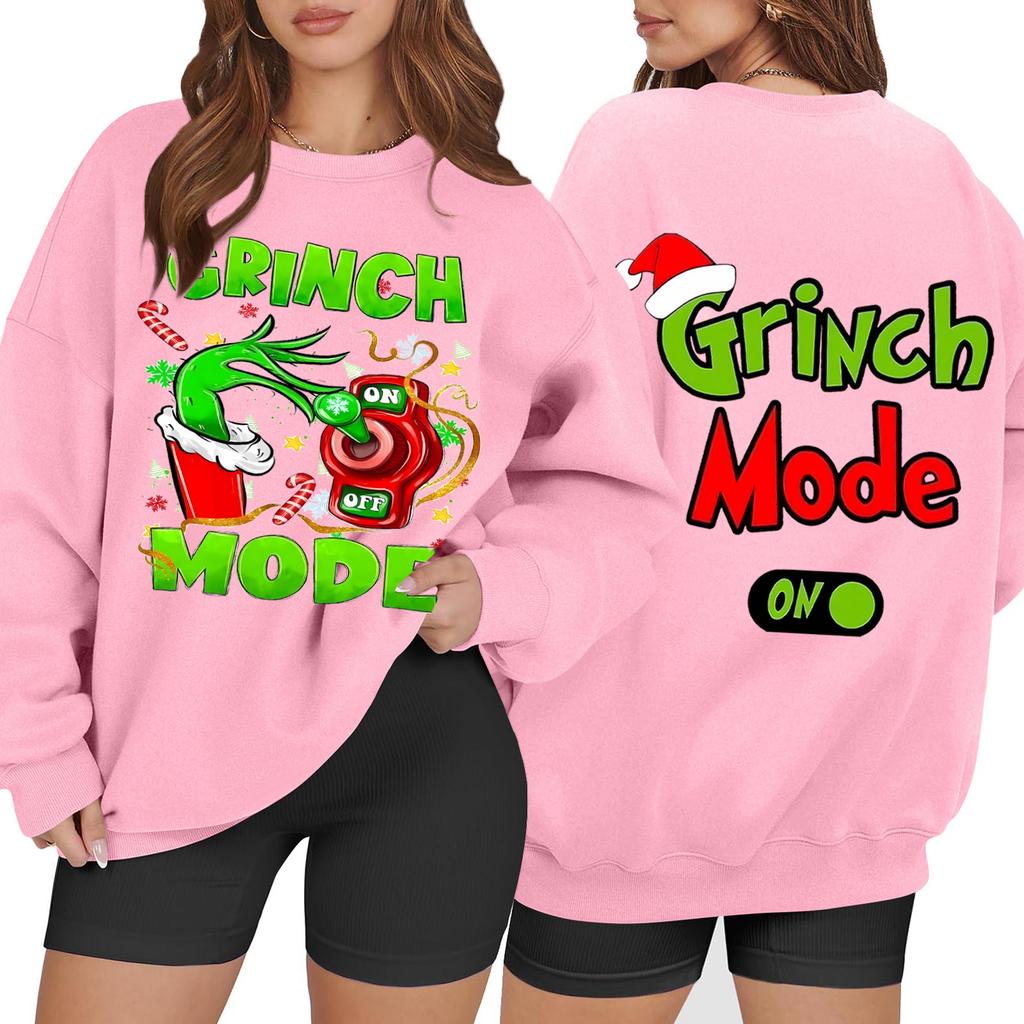 Women's Casual Fashion Long Sleeve Christmas Printed Round Neck Sweatshirt Top