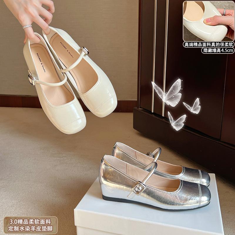 French silver single shoes women's spring and autumn 2025 new evening wind design sense niche temperament socialite Mary Jane women's shoes