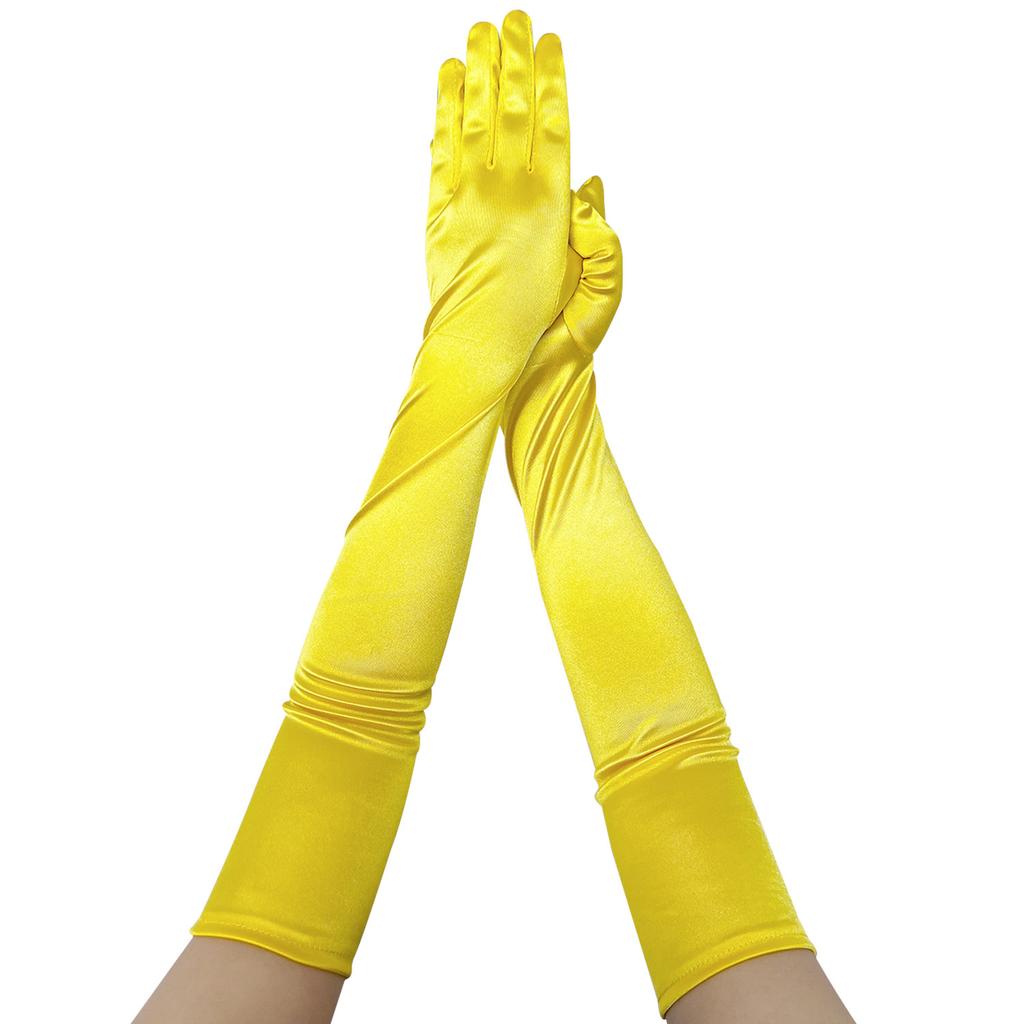 Halloween 52CM Long Stretch Satin Ball Gloves Slippery Satin Cosplay Dinner Dress Performance Gloves