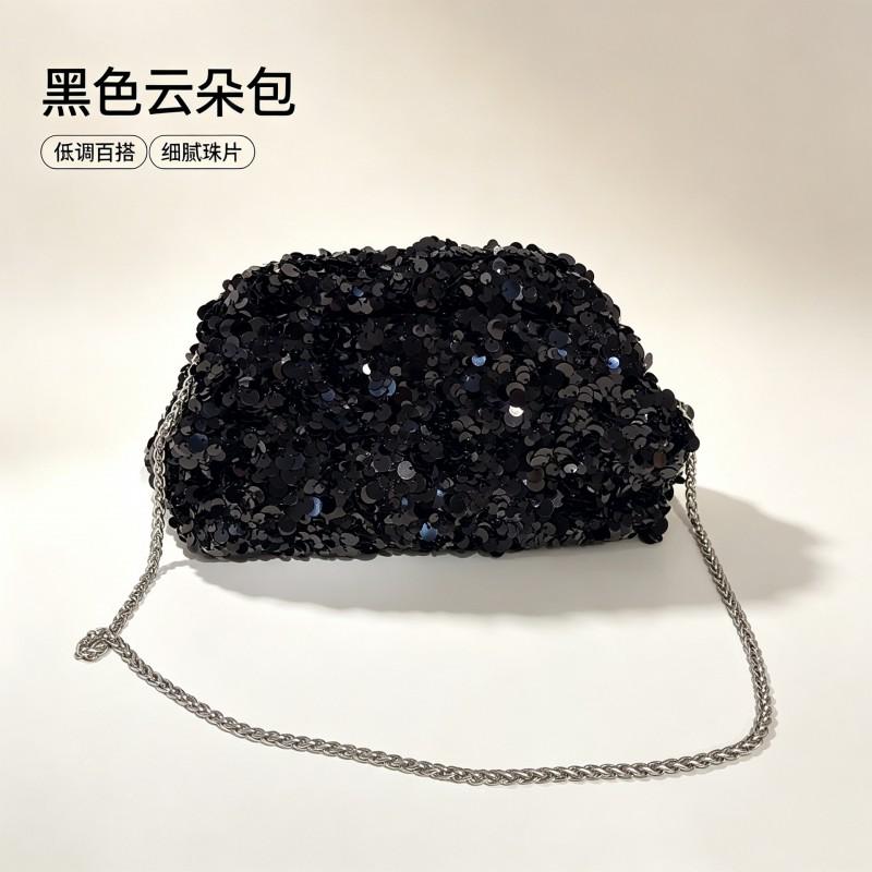 Cloud-Shaped Evening Clutch Bag With 3D Sequins Beads Wedding Party Formal Event Date Photoshoot
