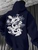 Oosters Voorspoedig Draak Totem Vintage Lijntekening Mannen Hip Hop Sport Hoodie Lange Mouw Los Athletische Pullover