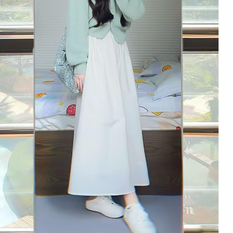 

Новая юбка А-силуэта с высокой талией, большая юбка-зонт для женщин с маленькими бедрами, закрывающая бедра, чтобы они казались стройными, и плиссированная юбка миди XL