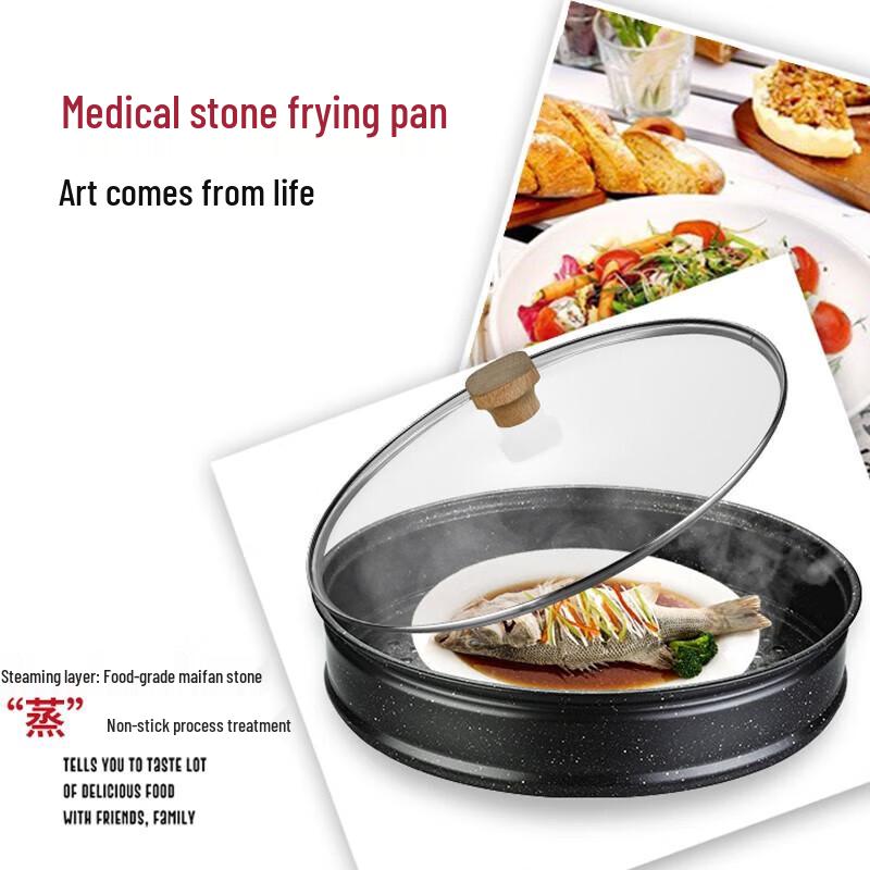 Hanle 316 Edelstahl Maifan-Stein Antihaft-Wok & Dampfgarer Set