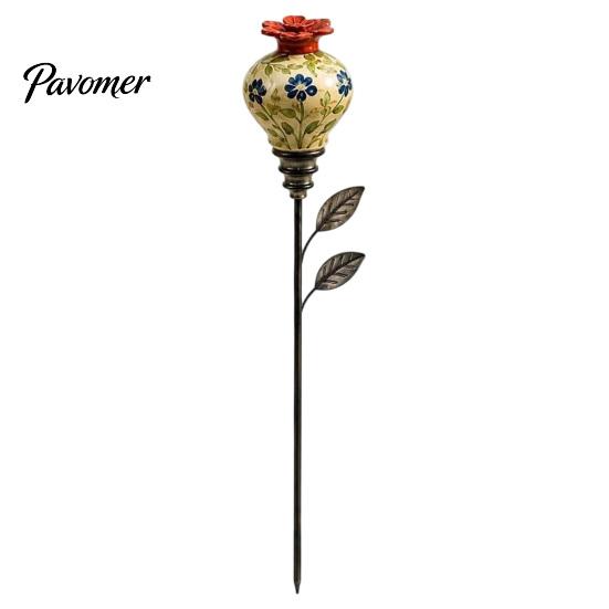 Nature Inspired Outdoor Decor Hummingbird Feeder Garden Stake, Vintage Resin Flower Decorative Feeder, Wild Backyard Wildlife Decoration Bird