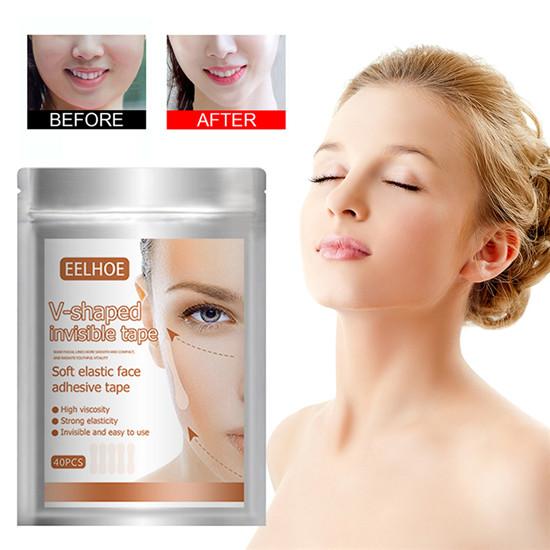 40 Teile/schachtel Face Lifting Patch Unsichtbarer Artefaktaufkleber Lift Kinn Dünnes Gesicht Aufkleber Klebeband Make-Up Face Lift Werkzeuge Einfach zu Verwenden
