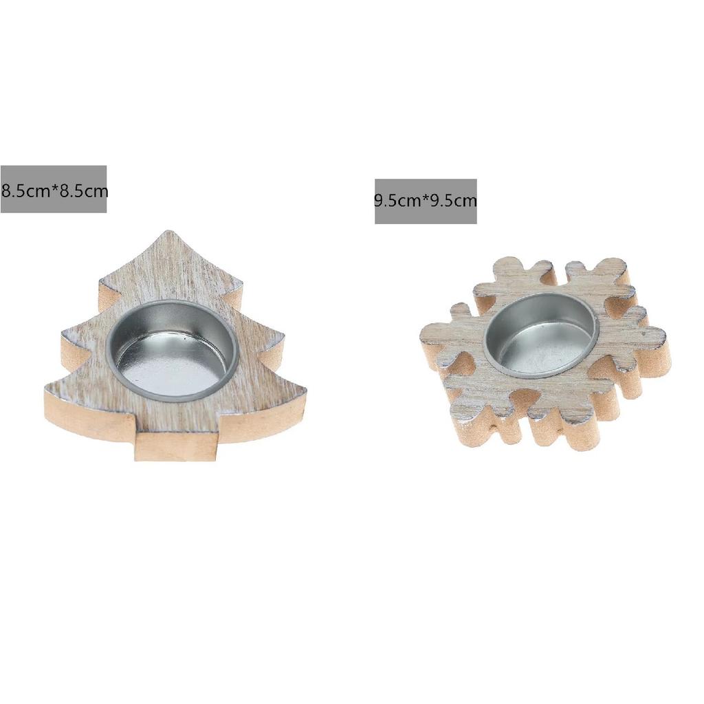 Wooden Xmas Snowflake Candlestick Christmas Tree Shape Candle Holder for Home Decoration 2025 Navidad Kerst Noel New Year Decor