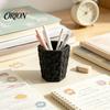 Creative Office Supplies Decor Pebble Texture Pen Holder, Hexagonal Desktop Organizer, Stable Anti-Tip 3D Large Capacity Organizer Printed PLA Storage