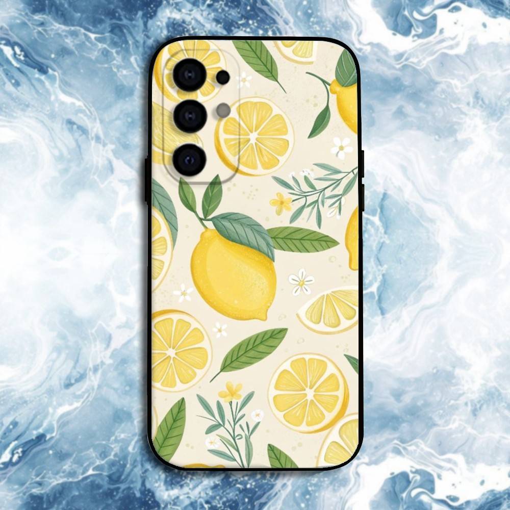 

Mediterranean Lemon Phone Case For Samsung S25,S24,S23,S22,S21,S20,Plus,Fe,Lite,Others Black Cover Samsung S25Plus
