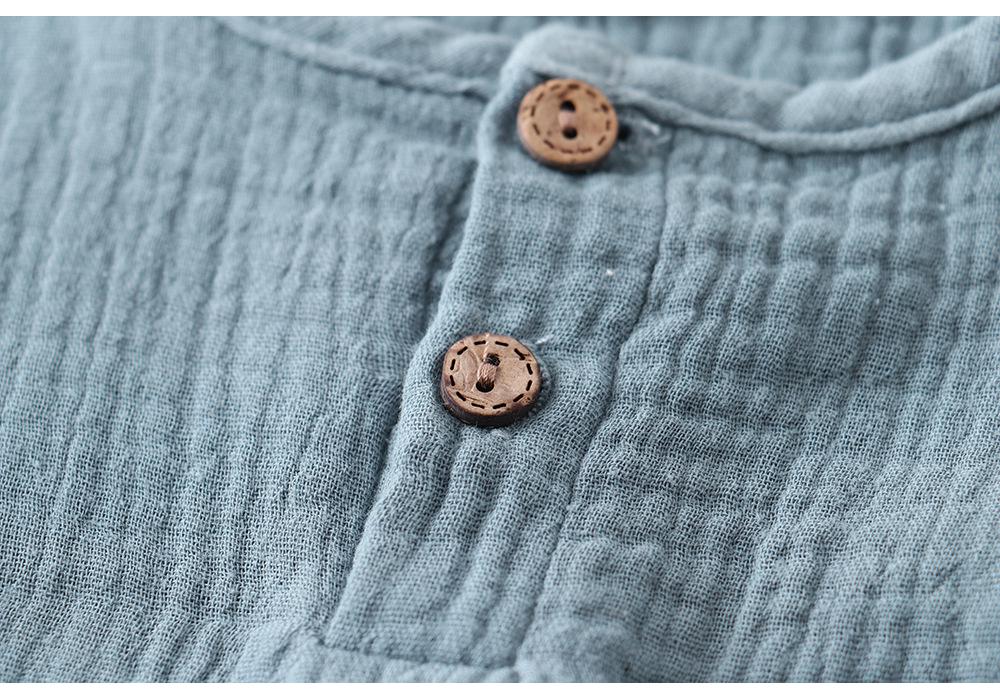 Kids' Cotton Linen Long Sleeve Set - Unisex Gauze Joggers, Loose Two-Piece for Spring/Summer