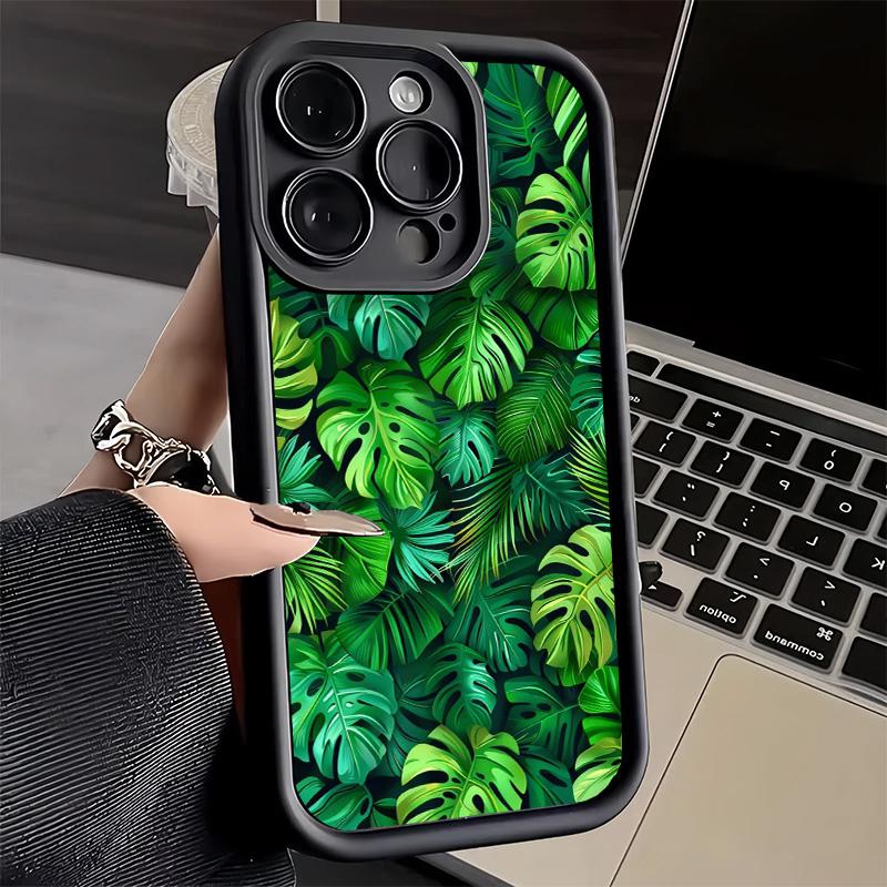 Phone Case for iPhone 17 Air 16E 15 16 Pro Max Summer Plants Green Leaf Cover 14 Plus 13 12 Mini Soft Shell Silicone Fundas