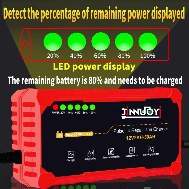 12V Auto Battery Charger Motorcycle Fast Charge Power Pulse Repair Maintainer Battery LED Display Moto Car Battery Charger