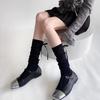 White Ballet-Style Mid-Calf Socks with Stripes and Bows for Women - Spring/Autumn Collection