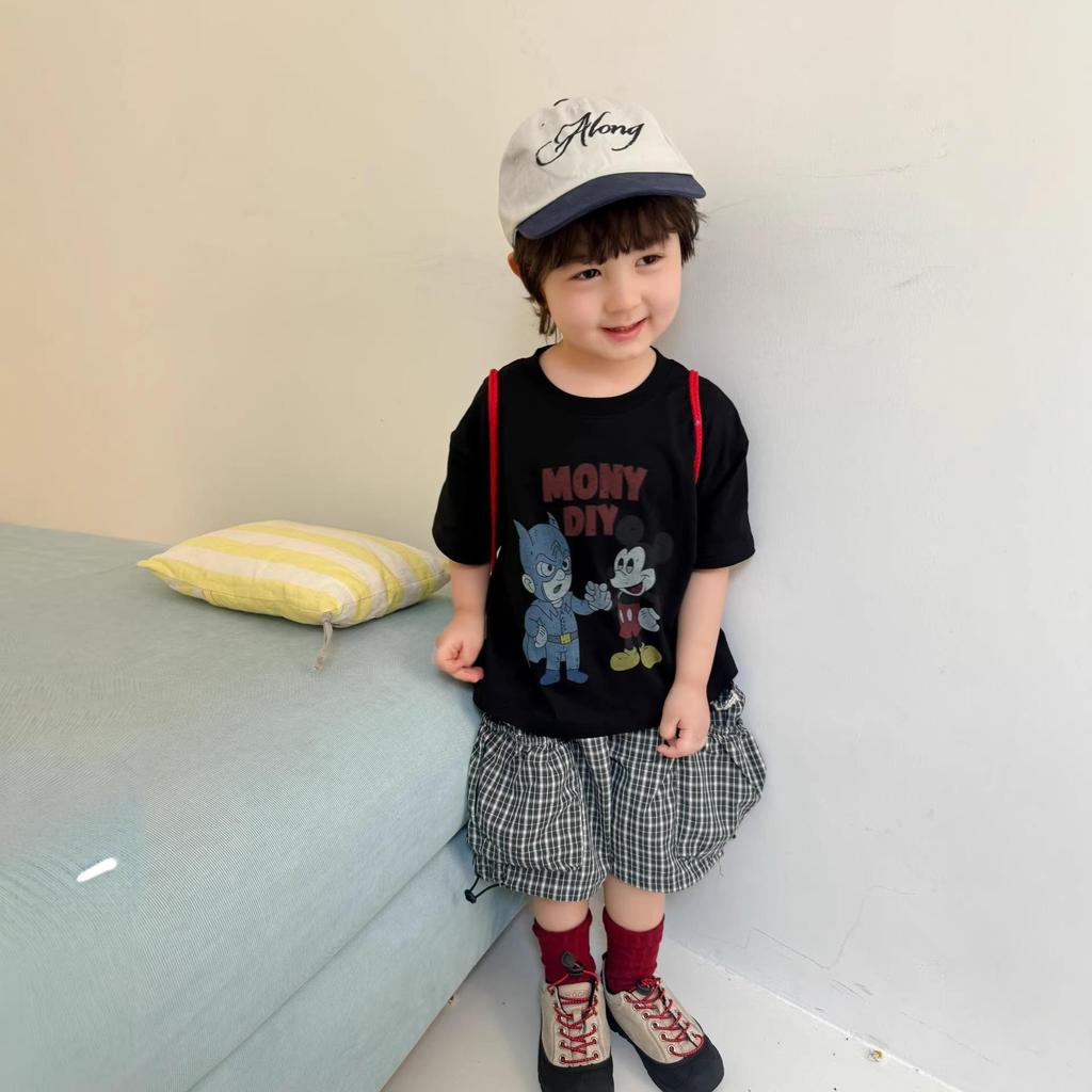 New Summer Cartoon Print T-shirt for Boys & Girls – Available in Small & Large, Korean Style, Short Sleeve