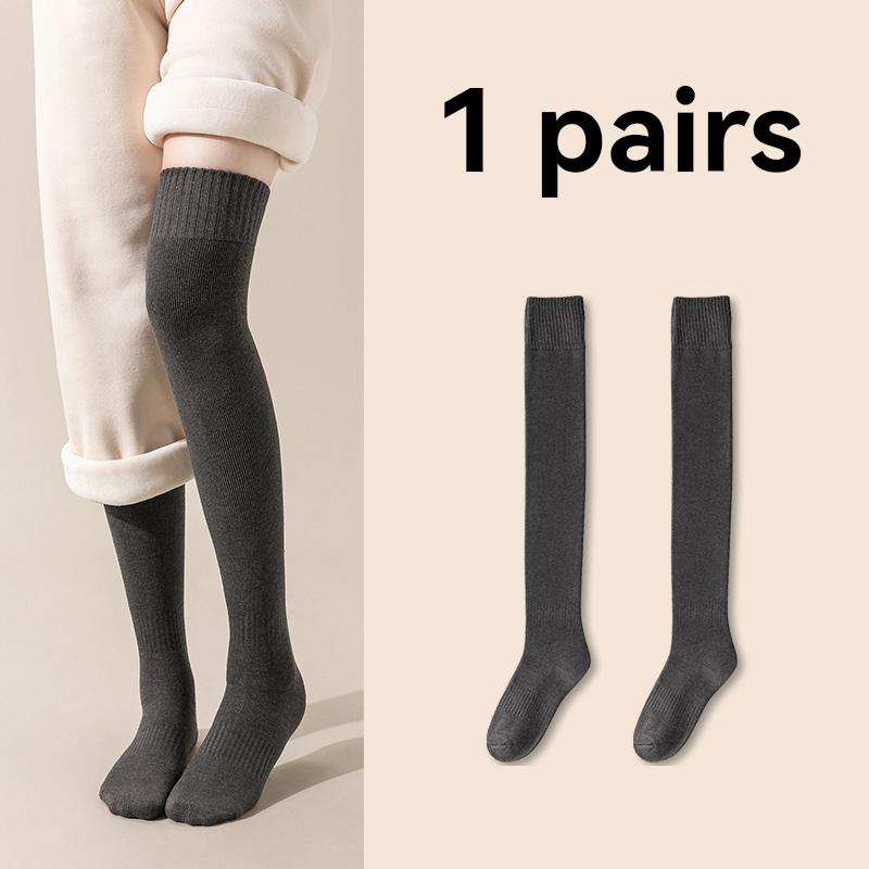 Women Soft Wool Long Socks Autumn Winter Cashmere Solid Knitted Stocking Skinny Casual Knee High Warm Thicken Girls Socks Medias