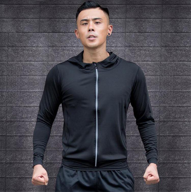 Podzimní/Zimní Rychleschnoucí Sportovní Mikina s Kapucí - Běžecká Fitness Bunda s Dlouhým Rukávem